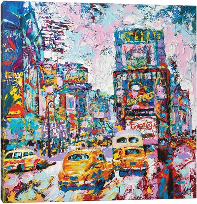 Happy New York 1970's Canvas Art Print - Times Square