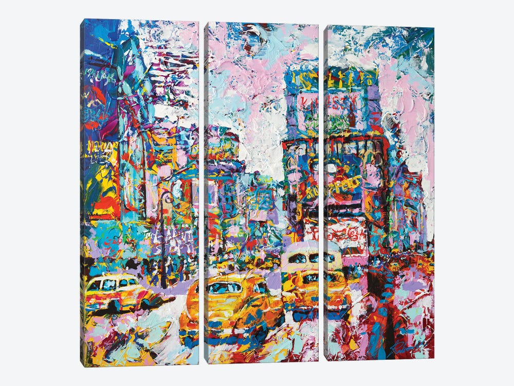Happy New York 1970's by Tadaomi Kawasaki 3-piece Canvas Print