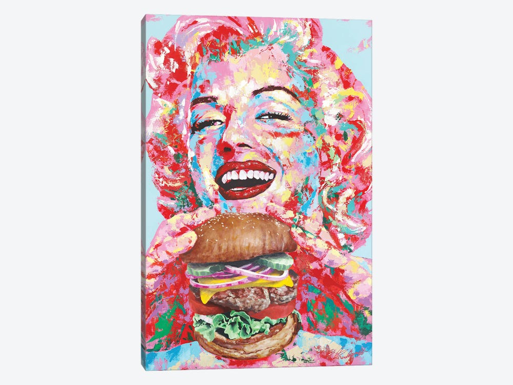 Marilyn With A Burger by Tadaomi Kawasaki 1-piece Canvas Wall Art