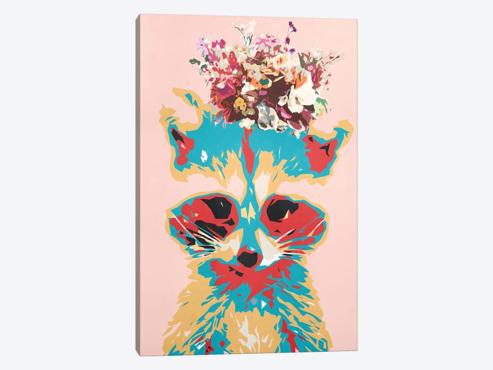 Raccoon - Animal In Flower Crown by Tadaomi Kawasaki 1-piece Art Print