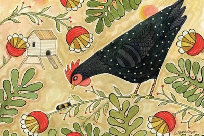 Hello Black Hen by Teresa Kogut framed canvas print