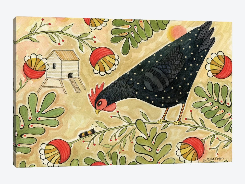 Hello Black Hen by Teresa Kogut 1-piece Canvas Art Print