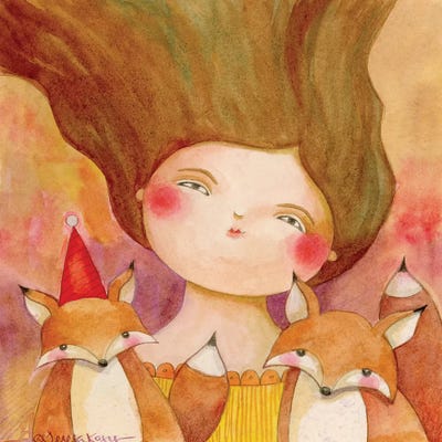 My Two Foxes by Teresa Kogut framed canvas print