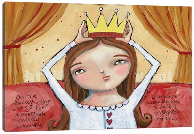 Straighten Your Crown Brunette Canvas Art Print - Teresa Kogut