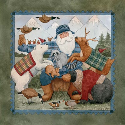 Woodland Santa by Teresa Kogut framed canvas print