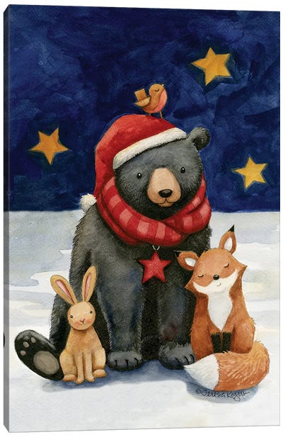 Black Bears Buds Canvas Art Print - Teresa Kogut
