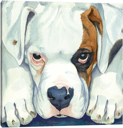 Buster As A Pup Canvas Art Print - Pit Bull Art