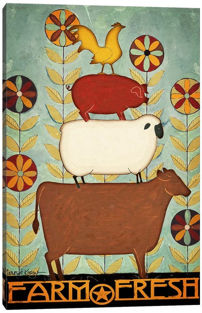 Farm Fresh Animal Stack Canvas Art Print - Sheep Art