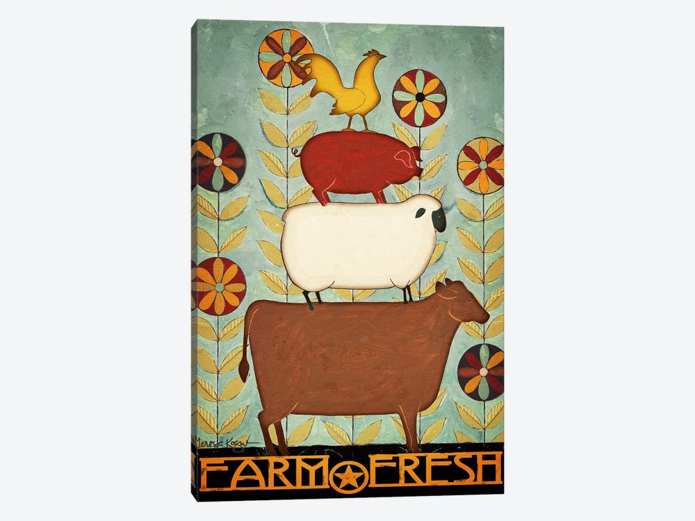 Farm Fresh Animal Stack by Teresa Kogut 1-piece Canvas Artwork