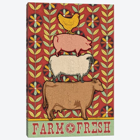 Farm Fresh Animal Stack Flat Canvas Print #TKG56} by Teresa Kogut Art Print