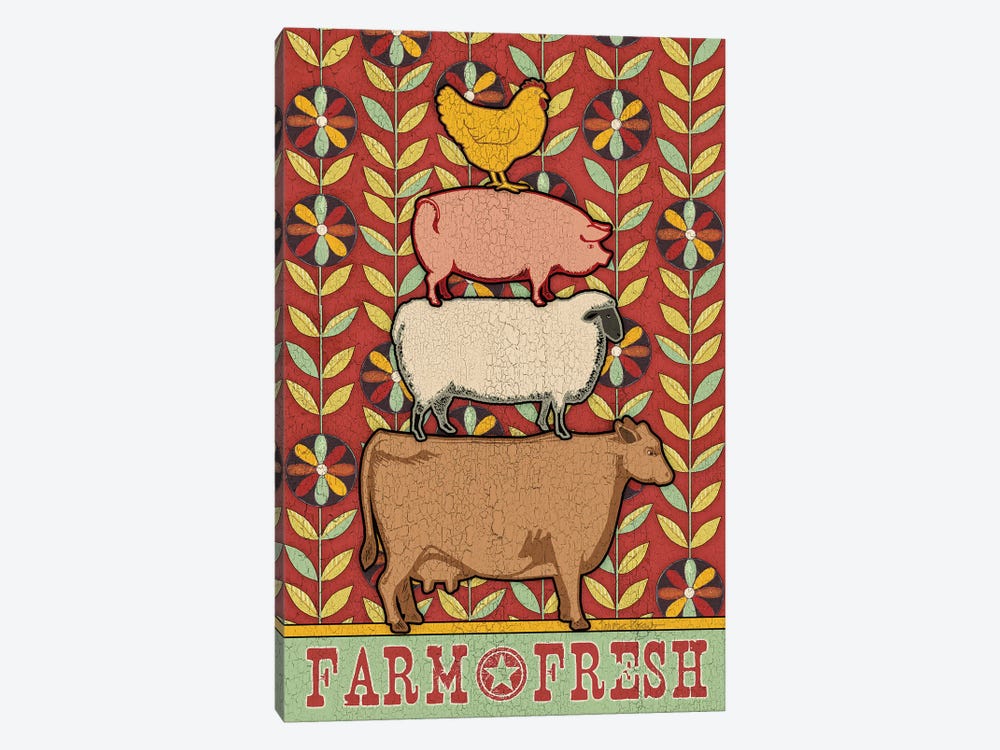 Farm Fresh Animal Stack Flat by Teresa Kogut 1-piece Canvas Print