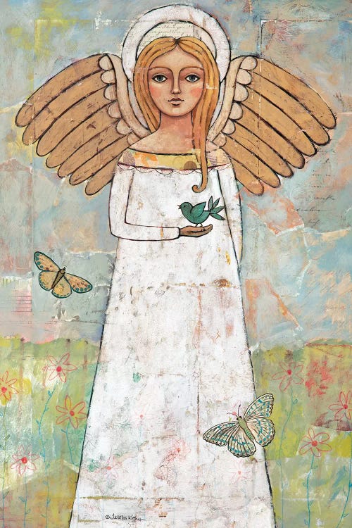 Angel From The Meadow With Bird by Teresa Kogut wall art