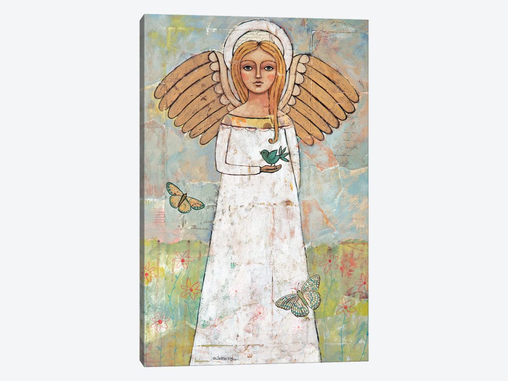 Angel From The Meadow With Bird by Teresa Kogut 1-piece Canvas Art