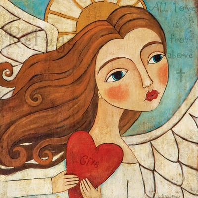 Angel In Blue With Word by Teresa Kogut framed canvas print