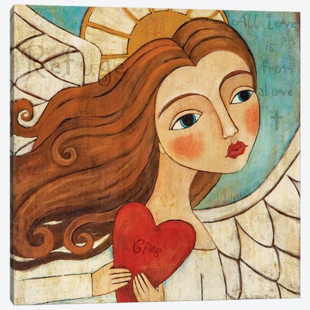 Angel In Blue With Word Canvas Print #TKG6} by Teresa Kogut Canvas Wall Art