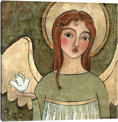 Angel Of Peace Canvas Art Print - Dove & Pigeon Art