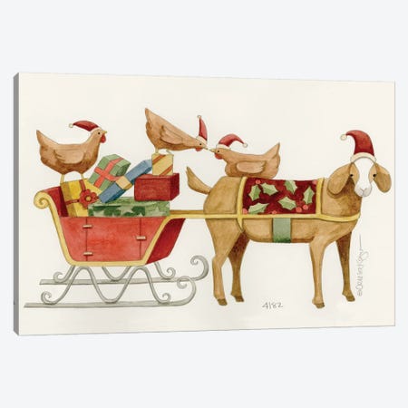 Goat With Cart Of Chicken Gifts Canvas Print #TKG97} by Teresa Kogut Art Print