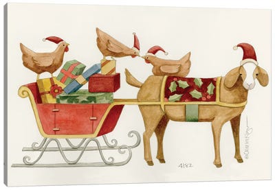 Goat With Cart Of Chicken Gifts Canvas Art Print - Goat Art