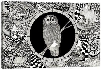 Night Garden - Owl Canvas Art Print - Terri Kelleher