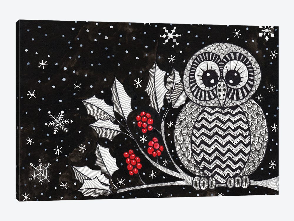 Christmas Owl by Terri Kelleher 1-piece Canvas Art