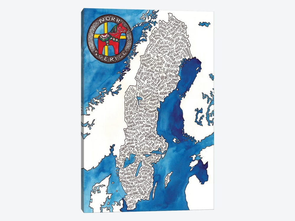 Sweden World Map by Terri Kelleher 1-piece Art Print