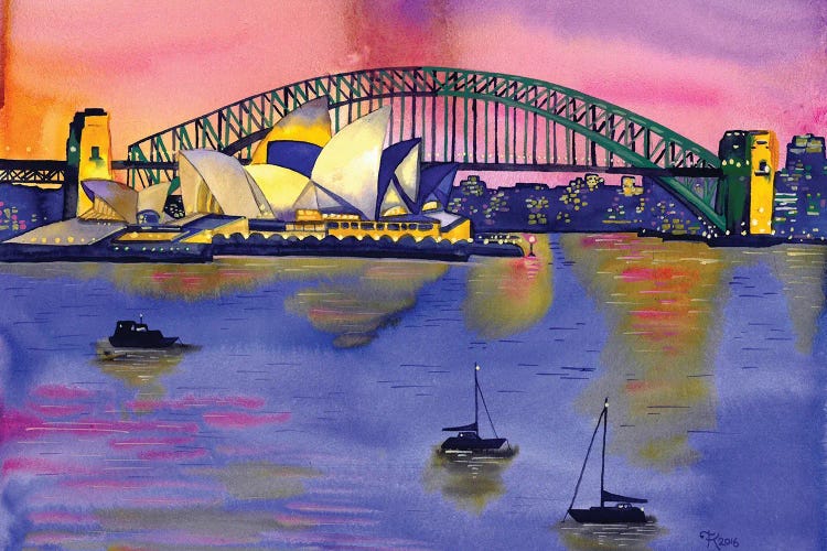 Sydney Harbour Sunset by Terri Kelleher wall art