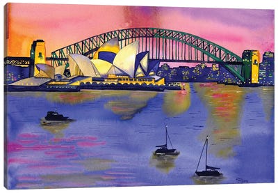 Sydney Harbour Sunset Canvas Art Print - Harbor & Port Art