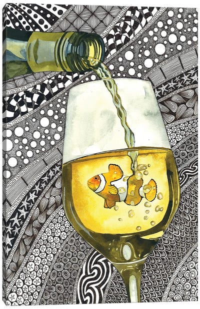Clown Wine Canvas Art Print - Terri Kelleher