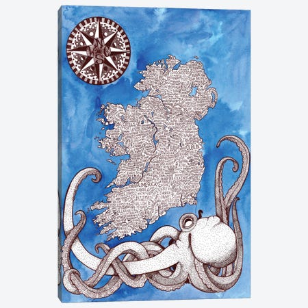 Ireland World Map Canvas Print #TKH136} by Terri Kelleher Canvas Print