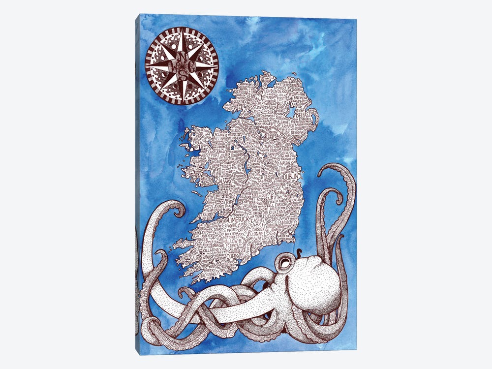 Ireland World Map by Terri Kelleher 1-piece Canvas Art