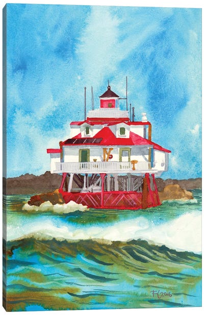 Thomas Point Shoal Lighthouse Canvas Art Print - Terri Kelleher