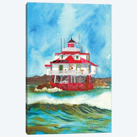Thomas Point Shoal Lighthouse Canvas Print #TKH138} by Terri Kelleher Canvas Artwork