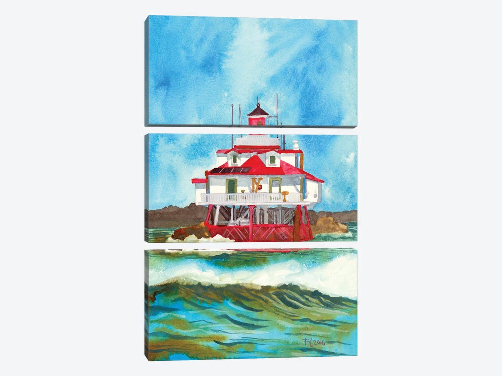 Thomas Point Shoal Lighthouse by Terri Kelleher 3-piece Canvas Artwork