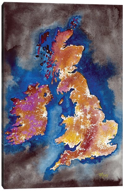 UK And Ireland Night Lights Canvas Art Print - Terri Kelleher
