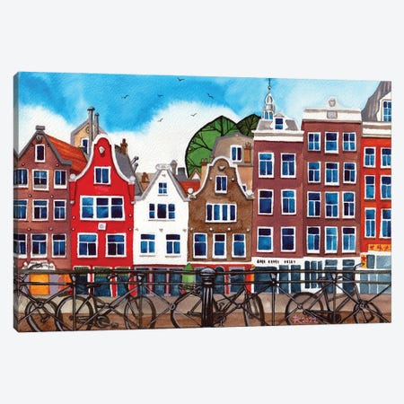 Amsterdam Bikes Canvas Print #TKH154} by Terri Kelleher Art Print