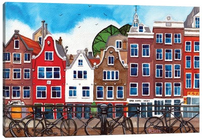 Amsterdam Bikes Canvas Art Print - Amsterdam Skylines