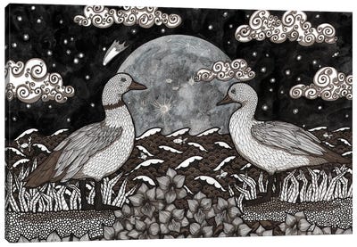 Never Ever Ducks Canvas Art Print - Black & White Patterns