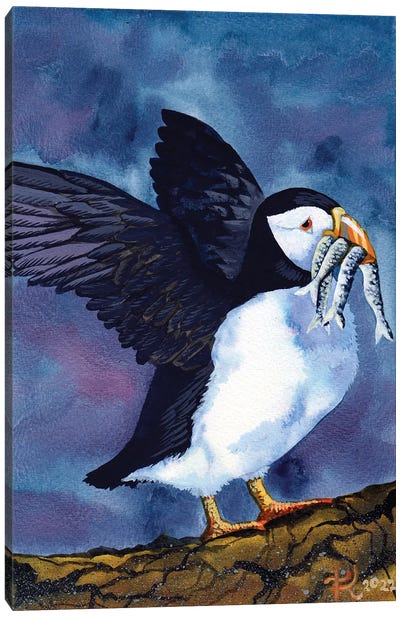 I Brought Take Away Canvas Art Print - Puffins