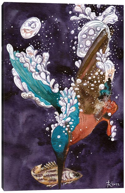 Kingfisher Dive Canvas Art Print - Kingfisher Art