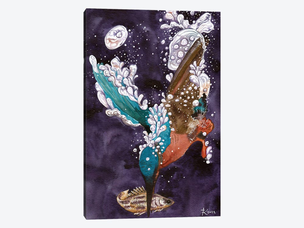 Kingfisher Dive by Terri Kelleher 1-piece Canvas Art