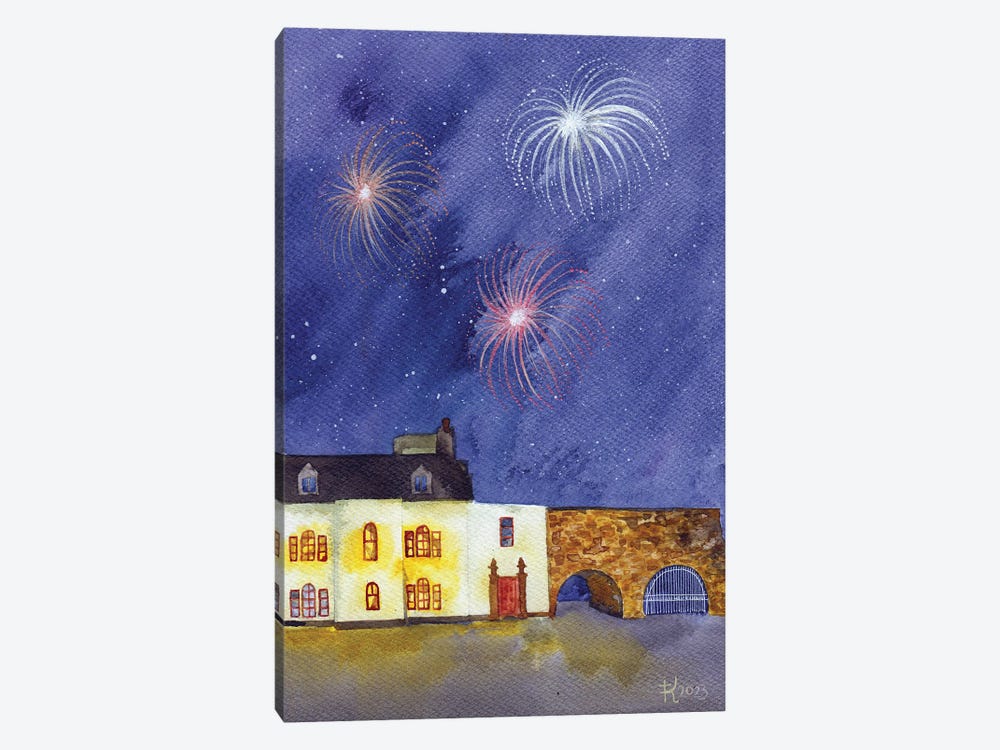Spanish Arch With Fireworks by Terri Kelleher 1-piece Canvas Wall Art