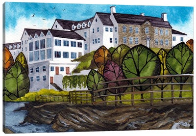 Falls Hotel From The River, Ennistymon, Co. Clare, Ireland Canvas Art Print - Terri Kelleher