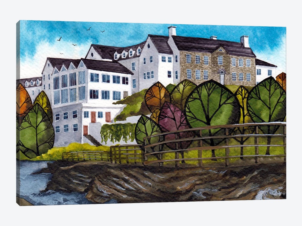 Falls Hotel From The River, Ennistymon, Co. Clare, Ireland by Terri Kelleher 1-piece Canvas Artwork