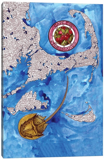 Cape Cod World Map Canvas Art Print - Terri Kelleher