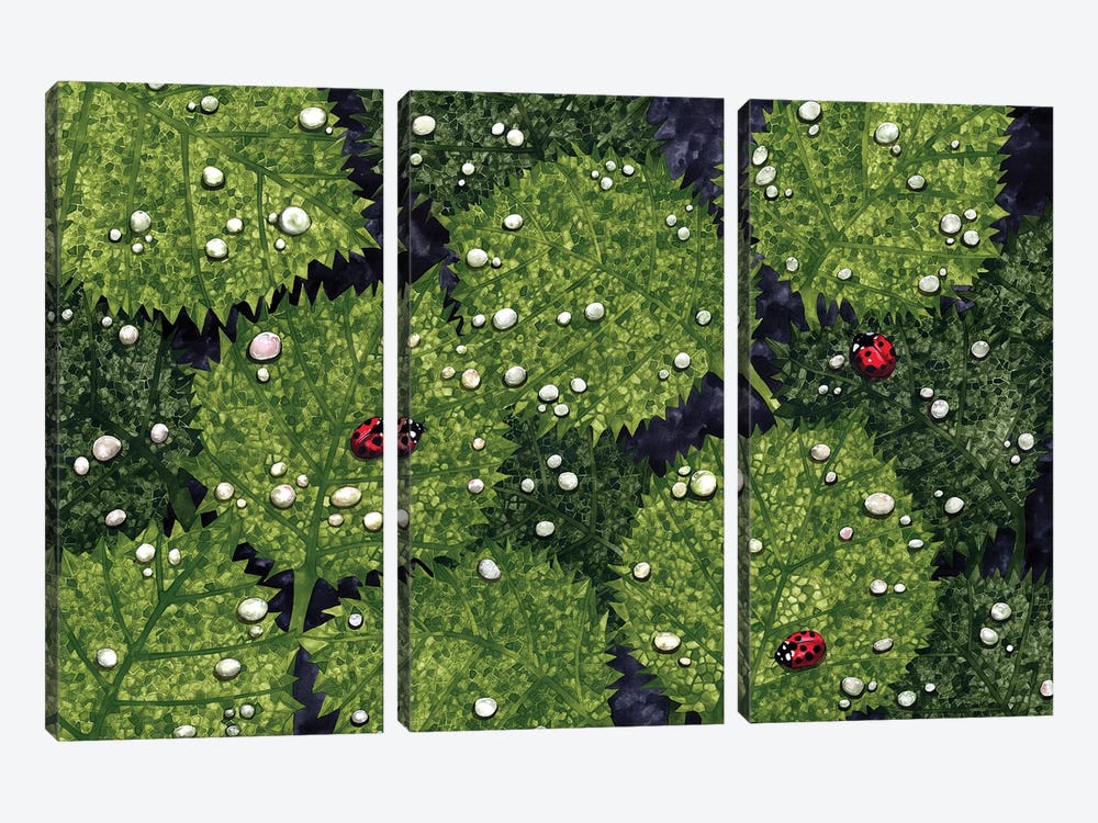 Ladybug Leaves by Terri Kelleher 3-piece Canvas Art