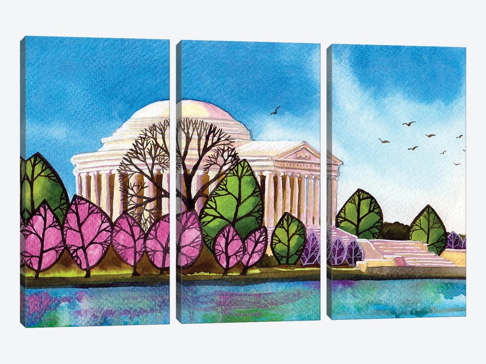 Cherry Blossoms In DC by Terri Kelleher 3-piece Canvas Art