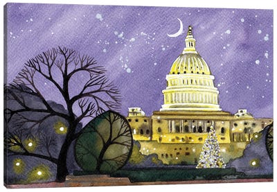 DC Christmas Canvas Art Print - Purple Art