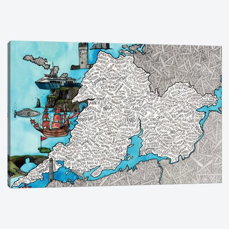 Clare World Map Canvas Print #TKH31} by Terri Kelleher Canvas Art Print