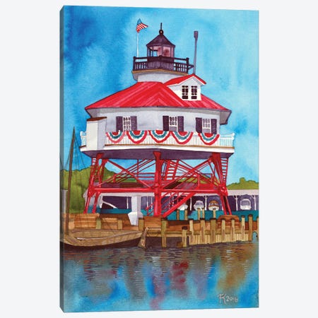 Drum Point Lighthouse Canvas Print #TKH39} by Terri Kelleher Canvas Art Print