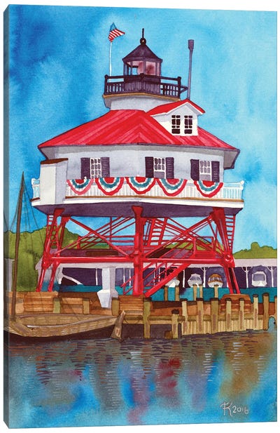 Drum Point Lighthouse Canvas Art Print - Lighthouse Art